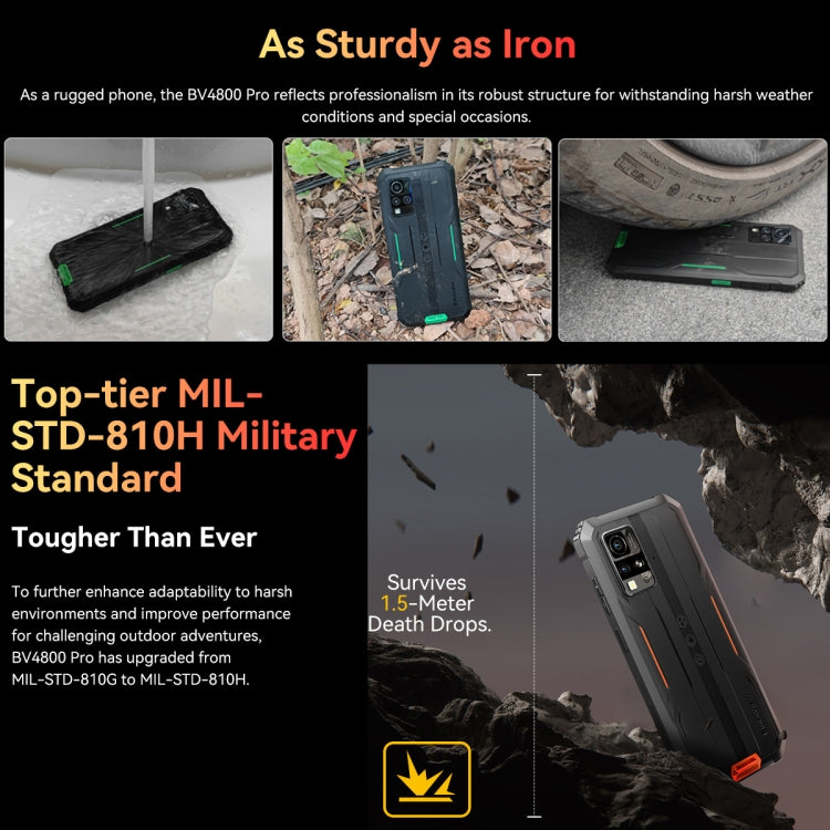 Blackview BV4800 Pro, 4GB+128GB, IP68/IP69K/MIL-STD-810H, 6.56 inch Android 14 Unisoc T606 Octa Core, Network: 4G, OTG (Orange) - Blackview by Blackview | Online Shopping UK | buy2fix