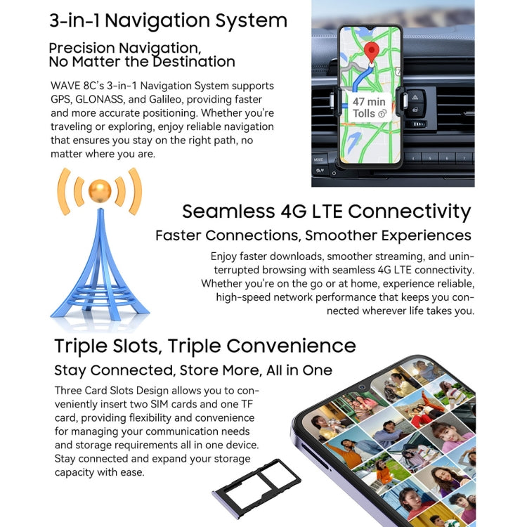 Blackview WAVE 8C, 2GB+64GB, 6.56 inch Android 14 GO Unisoc SC9863A Octa Core, Network: 4G, OTG (Purple) - Blackview by Blackview | Online Shopping UK | buy2fix