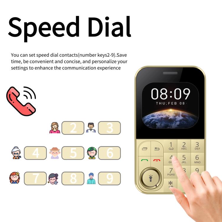 V9 Card Mobile Phone, 2.01 inch, MTK6261D, Support Bluetooth, FM, Torch, GSM, Dual SIM (Gold) - Others by buy2fix | Online Shopping UK | buy2fix