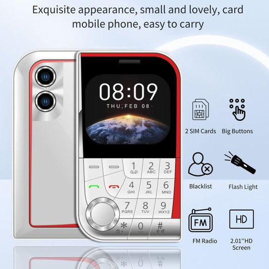 V10 Card Mobile Phone, 2.01 inch, MTK6261D, Support Bluetooth, FM, Torch, GSM, Dual SIM (White) - Others by buy2fix | Online Shopping UK | buy2fix