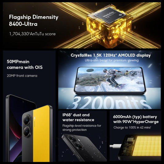 Xiaomi POCO X7 Pro 5G Global, 12GB+512GB, In-screen Fingerprint, 6.67 inch Xiaomi HyperOS 2 MediaTek Dimensity 8400-Ultra Octa Core, NFC, Network: 5G (Black) - Xiaomi MI by Xiaomi | Online Shopping UK | buy2fix