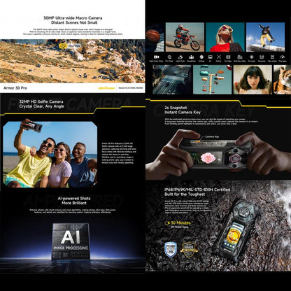 Ulefone Armor 30 Pro Rugged Phone, 16GB+512GB, Night Vision, 6.95 inch + 3.4 inch Dual Screen Android 14 MediaTek Dimensity 7300X Octa Core, Network: 5G, OTG, NFC (Black) - Ulefone by Ulefone | Online Shopping UK | buy2fix
