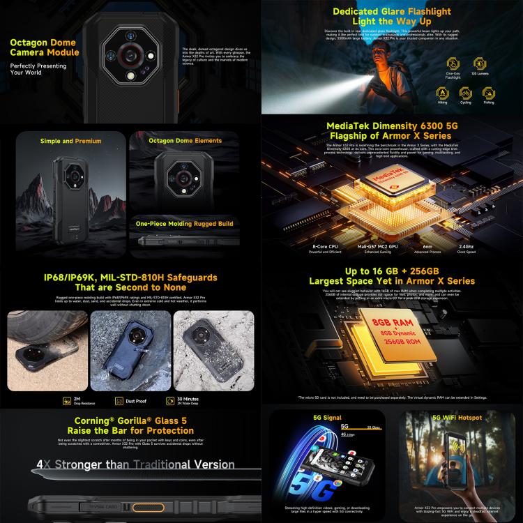 Ulefone Armor X32 Pro 5G, 8GB+256GB, Night Vision, IP68/IP69K Rugged Phone, 5.65 inch Android 14 MediaTek Dimensity 6300 Octa Core, Network: 5G, NFC, OTG (Lightsome Green) - Ulefone by Ulefone | Online Shopping UK | buy2fix