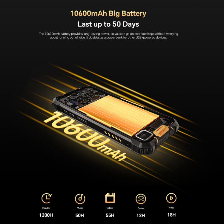 Oukitel WP23 Plus Rugged Phone, 8GB+256GB, 6.52 inch Android 14.0Unisoc T606 Octa-core, NFC, OTG, Network: 4G (Orange) - OUKITEL by OUKITEL | Online Shopping UK | buy2fix