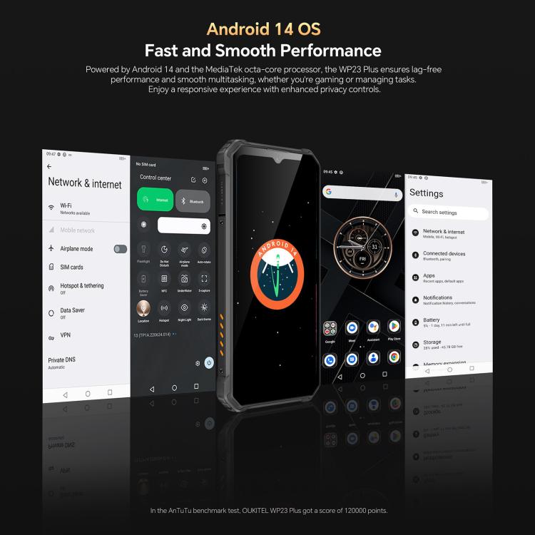 Oukitel WP23 Plus Rugged Phone, 8GB+256GB, 6.52 inch Android 14.0Unisoc T606 Octa-core, NFC, OTG, Network: 4G (Black) - OUKITEL by OUKITEL | Online Shopping UK | buy2fix