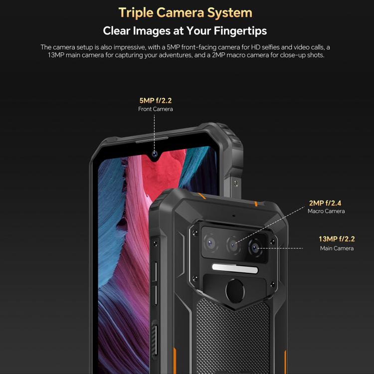 Oukitel WP23 Plus Rugged Phone, 8GB+256GB, 6.52 inch Android 14.0Unisoc T606 Octa-core, NFC, OTG, Network: 4G (Orange) - OUKITEL by OUKITEL | Online Shopping UK | buy2fix