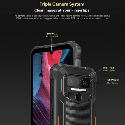 Oukitel WP23 Plus Rugged Phone, 8GB+256GB, 6.52 inch Android 14.0Unisoc T606 Octa-core, NFC, OTG, Network: 4G (Orange) - OUKITEL by OUKITEL | Online Shopping UK | buy2fix