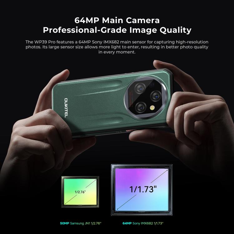 Oukitel WP39 Pro 5G Rugged Phone, 12GB+512GB, Night Vision, Fingerprint Identification, 6.6 inch Android 14 MediaTek Dimensity 6300 Octa Core, NFC, OTG, Network: 5G (Green) - OUKITEL by OUKITEL | Online Shopping UK | buy2fix
