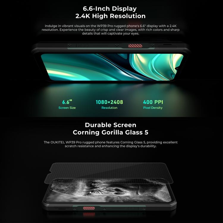 Oukitel WP39 Pro 5G Rugged Phone, 12GB+512GB, Night Vision, Fingerprint Identification, 6.6 inch Android 14 MediaTek Dimensity 6300 Octa Core, NFC, OTG, Network: 5G (Grey) - OUKITEL by OUKITEL | Online Shopping UK | buy2fix