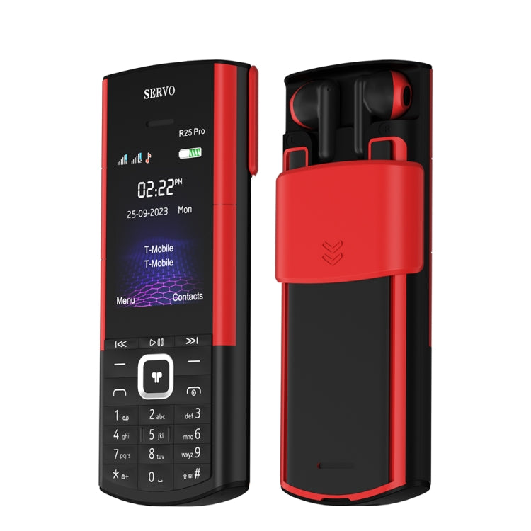 SERVO R25 Pro Mobile Phone with TWS Bluetooth Headsets, 2.4 inch, 24 Keys, Support Bluetooth, Quick Dial, Auto Response, FM, Flashlight, GSM, Dual SIM (Black Red) - SERVO by SERVO | Online Shopping UK | buy2fix