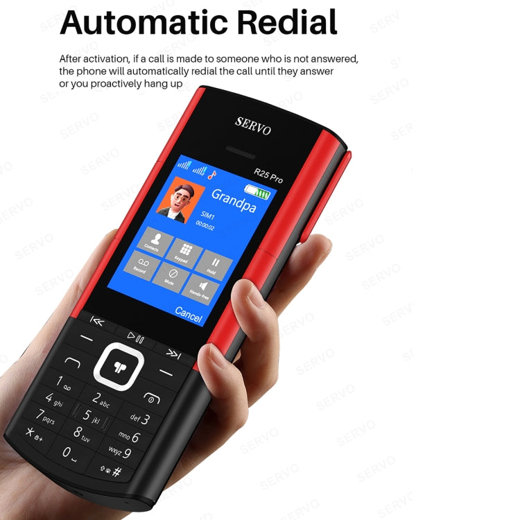 SERVO R25 Pro Mobile Phone with TWS Bluetooth Headsets, 2.4 inch, 24 Keys, Support Bluetooth, Quick Dial, Auto Response, FM, Flashlight, GSM, Dual SIM (Black Red) - SERVO by SERVO | Online Shopping UK | buy2fix