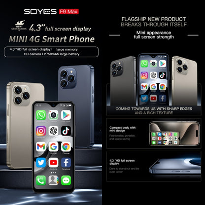 SOYES F9 Max, 6GB+128GB, 4.3 inch Android 12 MTK6762 Octa Core, Network: 4G, OTG, Dual SIM (Dark Blue) by SOYES