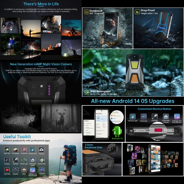 [HK Warehouse] Unihertz 8849 Tank 3S Night Vision Projector Rugged Phone, 12GB+256GB, 6.79 inch Android 14 Dimensity 8200 Octa Core, Network: 5G (Black) - Other by Unihertz | Online Shopping UK | buy2fix