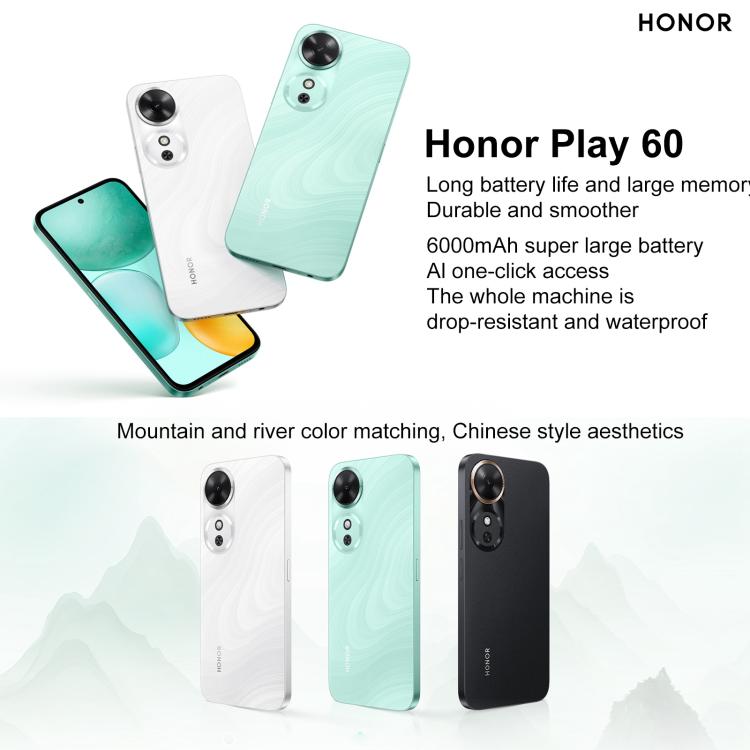 Honor Play 60, 8GB+256GB, Side Fingerprint, 6.61 inch MagicOS 9.0 Dimensity 6300 Octa Core, Network: 5G, OTG (Cyan) - Honor by HONOR | Online Shopping UK | buy2fix