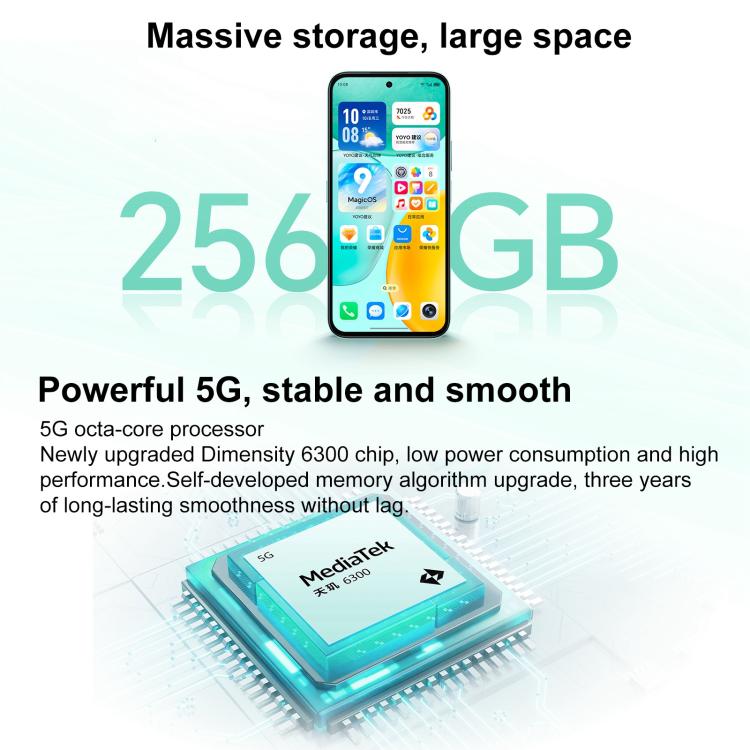 Honor Play 60, 8GB+256GB, Side Fingerprint, 6.61 inch MagicOS 9.0 Dimensity 6300 Octa Core, Network: 5G, OTG (White) - Honor by HONOR | Online Shopping UK | buy2fix