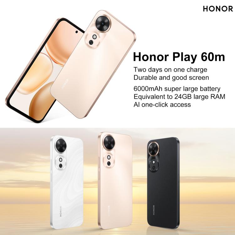 Honor Play 60m, 6GB+128GB, Side Fingerprint, 6.61 inch MagicOS 9.0 Dimensity 6300 Octa Core, Network: 5G, OTG (White) - Honor by HONOR | Online Shopping UK | buy2fix