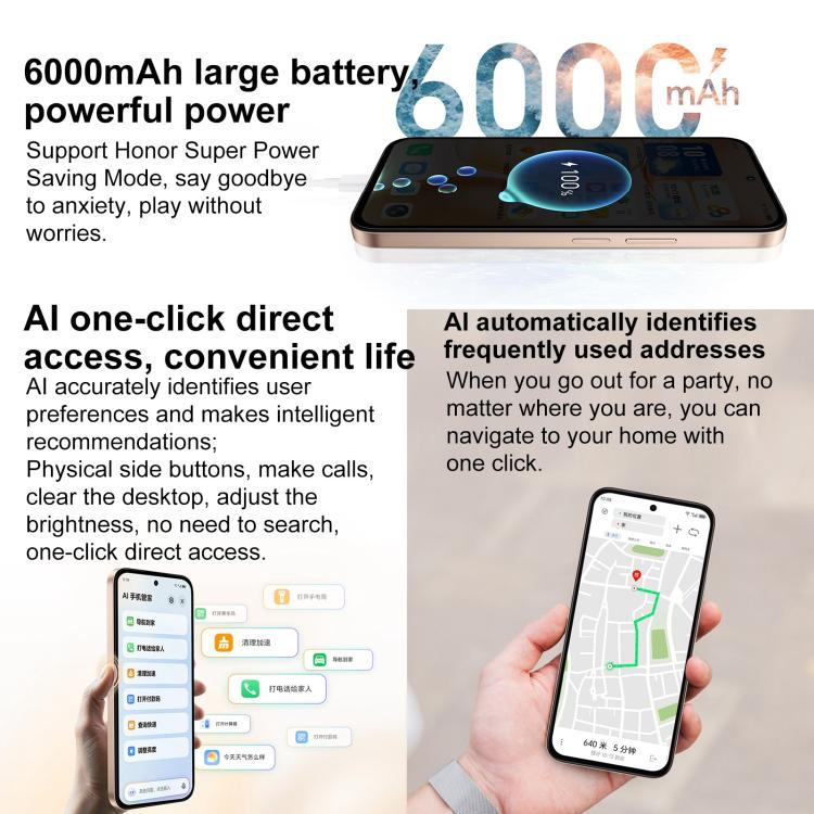 Honor Play 60m, 6GB+128GB, Side Fingerprint, 6.61 inch MagicOS 9.0 Dimensity 6300 Octa Core, Network: 5G, OTG (Gold) - Honor by HONOR | Online Shopping UK | buy2fix