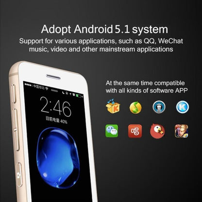 MELROSE S9, 512MB+8GB, 2.45 inch Android 5.1 MTK6580 Quad Core, Bluetooth, WiFi, Network: 3G (Gold) - Melrose by MELROSE | Online Shopping UK | buy2fix