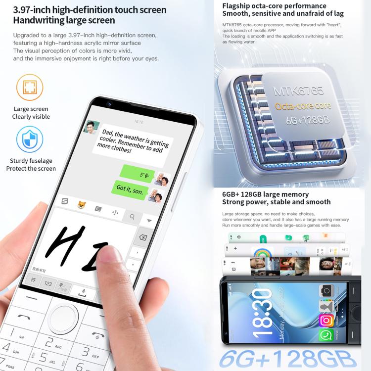 DOOV R70 Keypad Phone, 6GB+128GB, 4 inch Android 13 Mediatek MT6762 Octa Core, Network: 4G, Support Google Store, with Camera (White) - Other by DOOV | Online Shopping UK | buy2fix