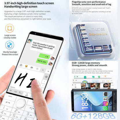 DOOV R70 Keypad Phone, 6GB+128GB, 4 inch Android 13 Mediatek MT6762 Octa Core, Network: 4G, Support Google Store, with Camera (White) - Other by DOOV | Online Shopping UK | buy2fix