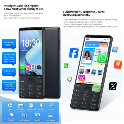 DOOV R70 Keypad Phone, 6GB+128GB, 4 inch Android 13 Mediatek MT6762 Octa Core, Network: 4G, Support Google Store, with Camera (Black) - Other by DOOV | Online Shopping UK | buy2fix