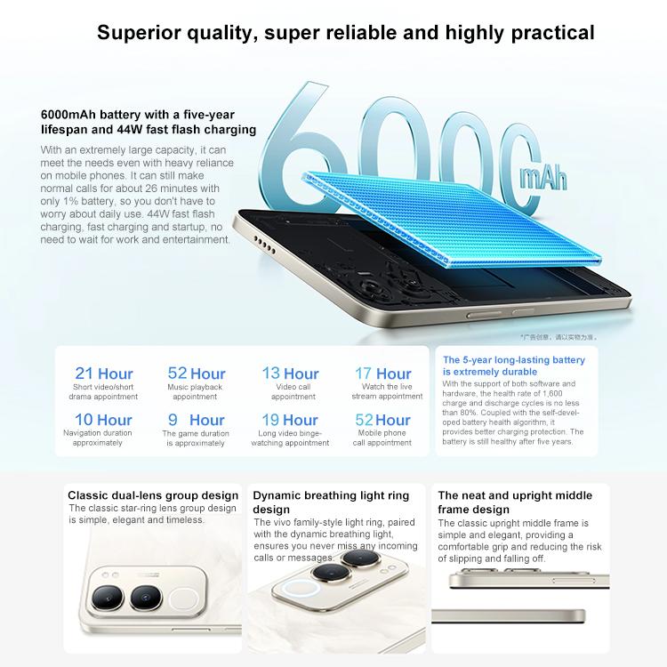 vivo Y50 5G, 4GB+128GB, Face ID / Side Fingerprint, 6.74 inch Android 15 OriginOS 5 Dimensity 6300 Octa Core, OTG, Network: 5G (Black) - vivo by vivo | Online Shopping UK | buy2fix