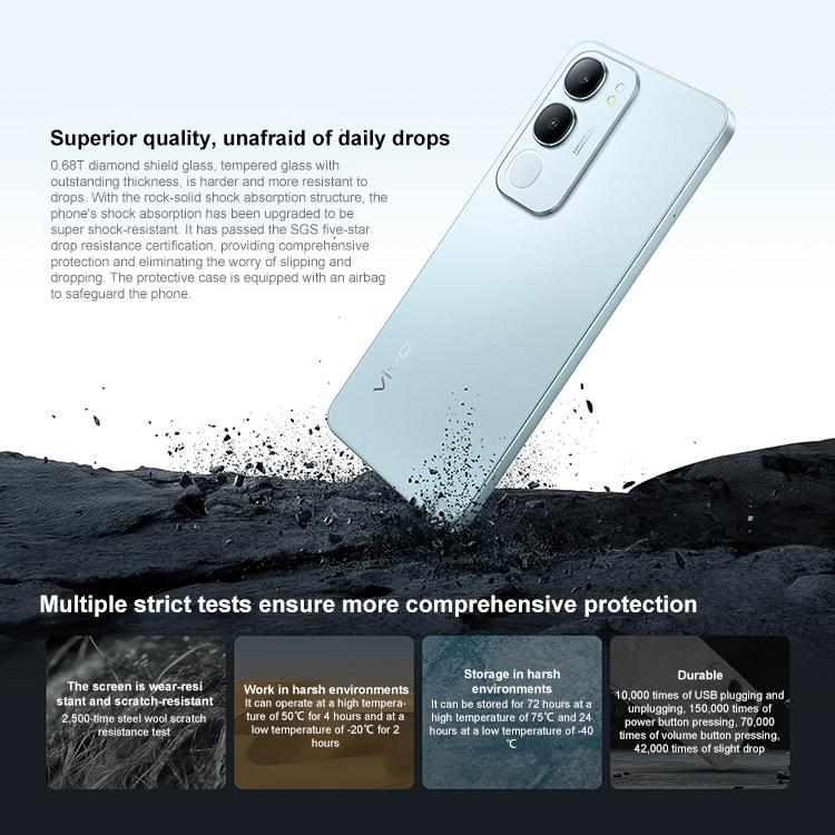 vivo Y50 5G, 4GB+128GB, Face ID / Side Fingerprint, 6.74 inch Android 15 OriginOS 5 Dimensity 6300 Octa Core, OTG, Network: 5G (Blue) - vivo by vivo | Online Shopping UK | buy2fix