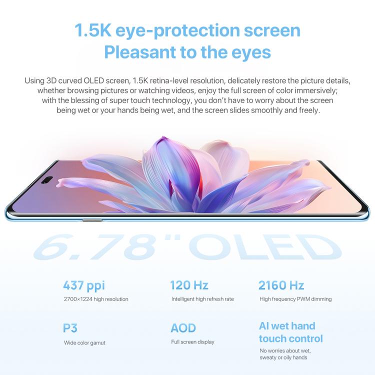 HUAWEI Enjoy 70X Vitality Edition, 8GB+128GB, Screen Fingerprint Identification, 6.78 inch HarmonyOS 4.2 Octa Core, OTG, Not Support Google Play (Blue) - Huawei Mate & P by Huawei | Online Shopping UK | buy2fix