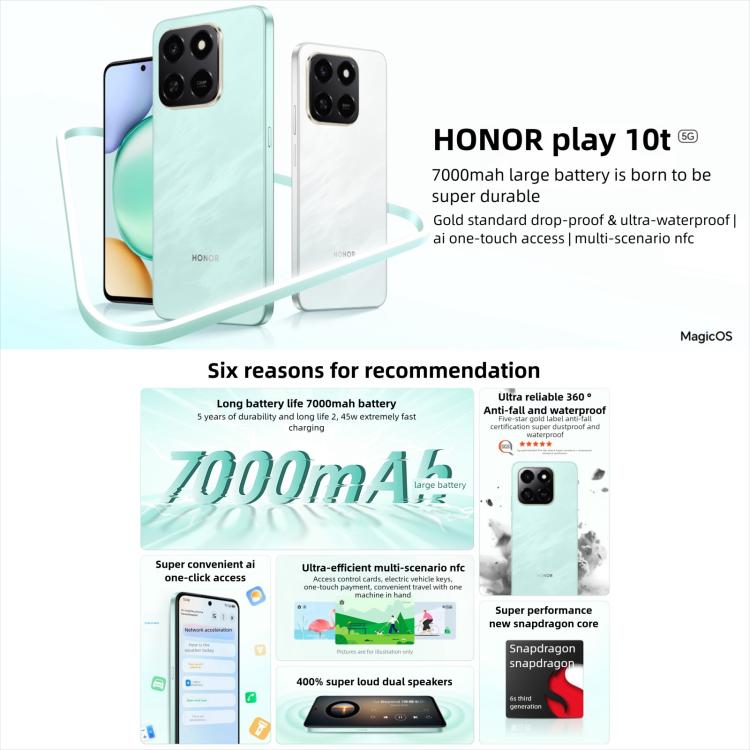 Honor Play10T, 12GB+256GB, Side Fingerprint, 6.8 inch Android 15 Magic OS 9.0 Snapdragon 6s Gen 3 Octa Core, Network: 5G (Black) - Honor by HONOR | Online Shopping UK | buy2fix