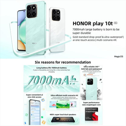 Honor Play10T, 12GB+256GB, Side Fingerprint, 6.8 inch Android 15 Magic OS 9.0 Snapdragon 6s Gen 3 Octa Core, Network: 5G (Black) - Honor by HONOR | Online Shopping UK | buy2fix