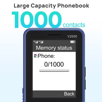 UNIWA V2000 Elder Keypad Phone, 2.4 inch Unisoc T107, 1700mAh Battery, LED Flashlight, SOS, Network: 4G, US Plug (Black) - UNIWA by UNIWA | Online Shopping UK | buy2fix