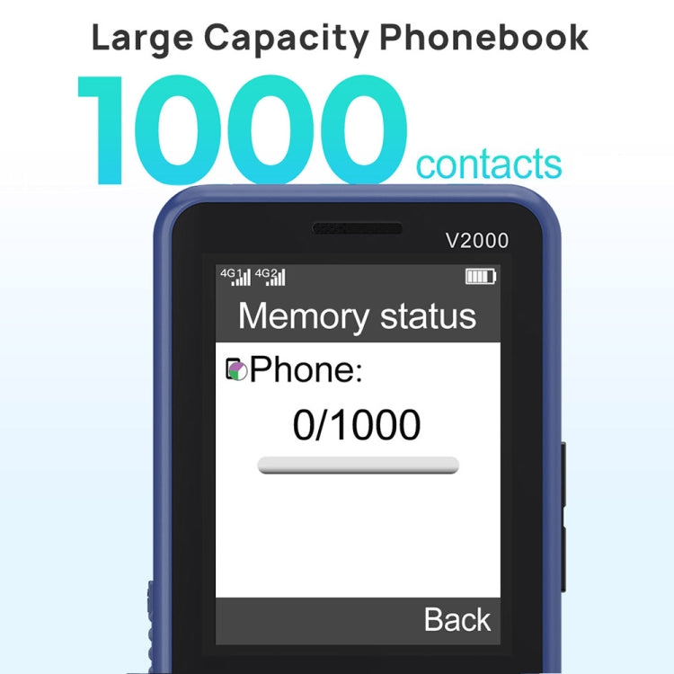 UNIWA V2000 Elder Keypad Phone, 2.4 inch Unisoc T107, 1700mAh Battery, LED Flashlight, SOS, Network: 4G, UK Plug (Black) - UNIWA by UNIWA | Online Shopping UK | buy2fix