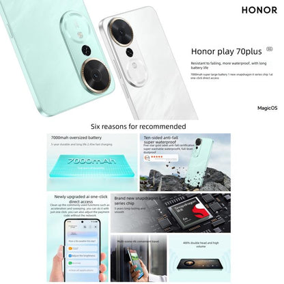 Honor Play 70 Plus, 12GB+256GB, Side Fingerprint, 6.77 inch MagicOS 9.0 Snapdragon 6s Gen 3 Octa Core, Network: 5G, NFC, OTG, Not Support Google Play (Black) - Honor by HONOR | Online Shopping UK | buy2fix