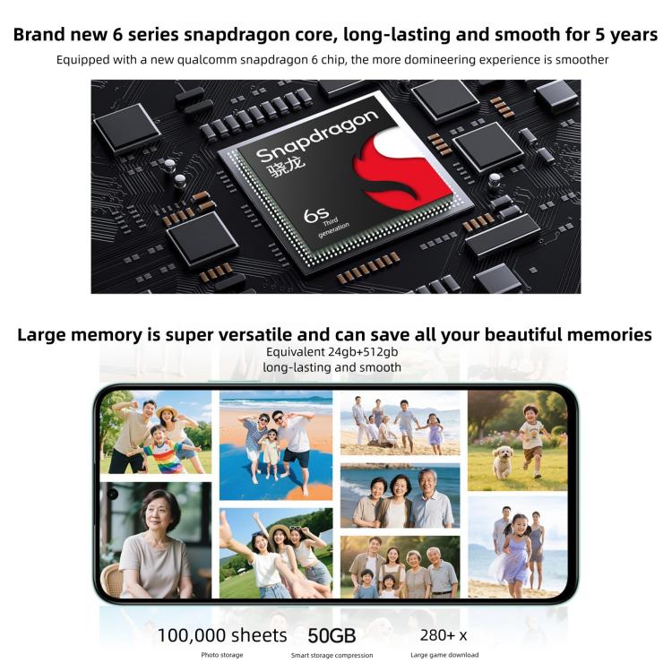 Honor Play 70 Plus, 12GB+256GB, Side Fingerprint, 6.77 inch MagicOS 9.0 Snapdragon 6s Gen 3 Octa Core, Network: 5G, NFC, OTG, Not Support Google Play (White) - Honor by HONOR | Online Shopping UK | buy2fix