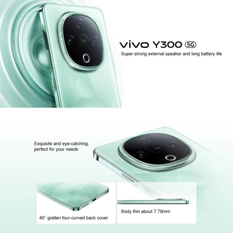 vivo Y300, 8GB+128GB, Face ID / Screen Fingerprint Identification, 6.77 inch Android 15 OriginOS 5 Dimensity 6300 Octa Core, OTG, Network: 5G (Cyan) - vivo by vivo | Online Shopping UK | buy2fix