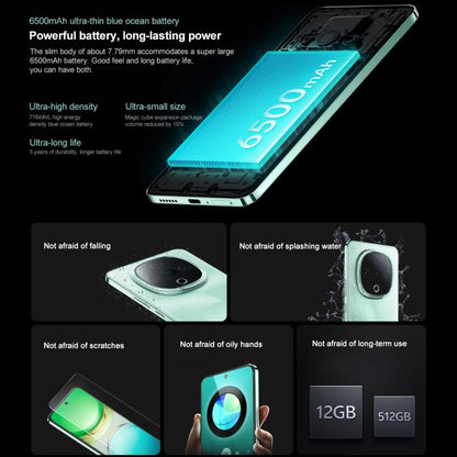 vivo Y300, 8GB+128GB, Face ID / Screen Fingerprint Identification, 6.77 inch Android 15 OriginOS 5 Dimensity 6300 Octa Core, OTG, Network: 5G (Cyan) - vivo by vivo | Online Shopping UK | buy2fix