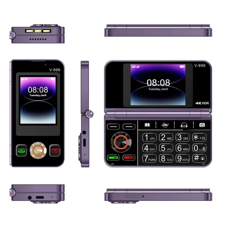SOYES V-899, 32MB+64MB, 2.4 inch + 2.8 inch Display MTK6261D CPU, BT 3.0, Network: 2G, Dual SIM (Purple) - SOYES by SOYES | Online Shopping UK | buy2fix