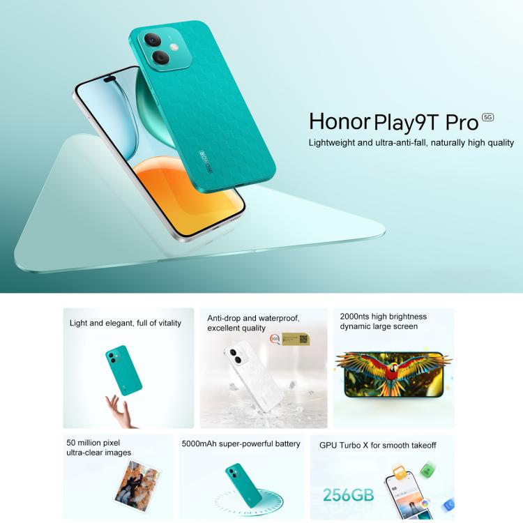 Honor Play9T Pro, 8GB+256GB, Screen Fingerprint, 6.7 inch MagicOS 8.0 Android 14.0 Dimensity 6080 Octa Core, Network: 5G, OTG, Not Support Google Play (White) - Honor by HONOR | Online Shopping UK | buy2fix