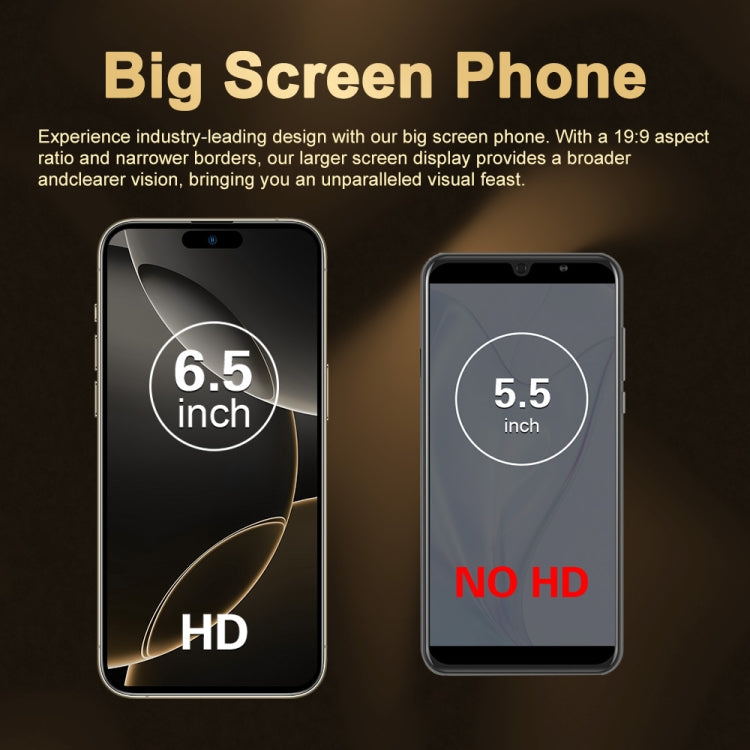 i16 Pro Max / Q5, 2GB+16GB, 6.5 inch Screen, Face Identification, Android 8.1 MTK6580P Quad Core, Network: 3G, Dual SIM, US Plug (Gold) -  by buy2fix | Online Shopping UK | buy2fix