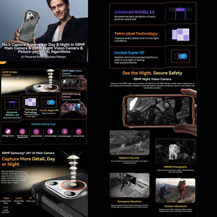 Blackview BL7000 Rugged Phone, 8GB+256GB, 6.78 inch Android 15 MediaTek Dimensity 6300 Octa Core, Network: 5G, NFC, OTG (Black) - Blackview by Blackview | Online Shopping UK | buy2fix