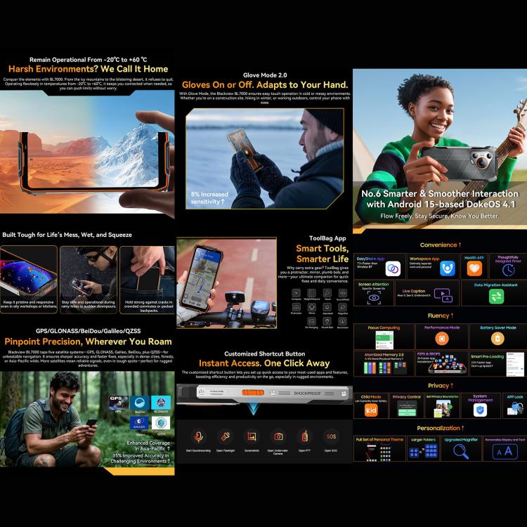 Blackview BL7000 Rugged Phone, 8GB+256GB, 6.78 inch Android 15 MediaTek Dimensity 6300 Octa Core, Network: 5G, NFC, OTG (Black) - Blackview by Blackview | Online Shopping UK | buy2fix