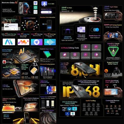 Blackview BL7000 Rugged Phone, 8GB+256GB, 6.78 inch Android 15 MediaTek Dimensity 6300 Octa Core, Network: 5G, NFC, OTG (Orange) - Blackview by Blackview | Online Shopping UK | buy2fix