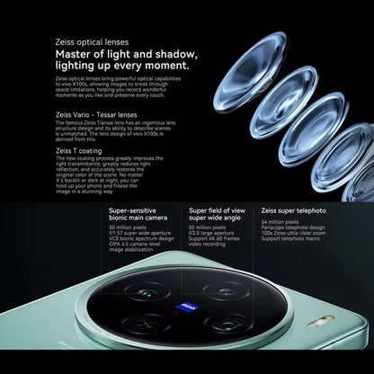 vivo X100s, Triple Back Cameras, 16GB+512GB, Face ID / Fingerprint Identification, 6.78 inch Android 14 OriginOS 4 Dimensity 9300+ Octa Core, OTG, NFC, Network: 5G, Support Google Play (White) by vivo