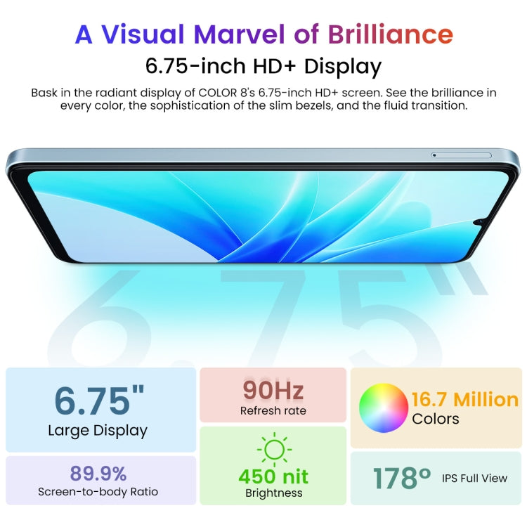 [HK Warehouse] Blackview Oscal MODERN 8, 8GB+256GB, Fingerprint Identification, 6.75 inch Android 13 Unisoc T616 Octa Core up to 2.2GHz, Network: 4G, OTG (Blue) - Blackview by Blackview | Online Shopping UK | buy2fix