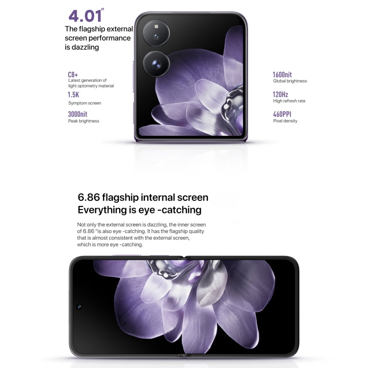 Xiaomi MIX Flip, 12GB+256GB, 6.86 inch + 4.01 inch Xiaomi HyperOS Snapdragon 8 Gen 3 Octa Core 4nm up to 3.3GHz, NFC, Network: 5G (Purple) - Xiaomi MI by Xiaomi | Online Shopping UK | buy2fix