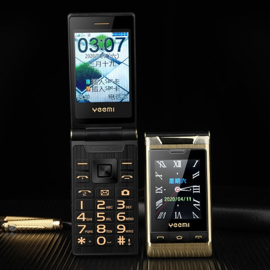 Dual-screen Flip Phone, 2.8 inch + 2.4 inch, 5900mAh Battery, Support FM, SOS, GSM, Family Number, Big Keys, Dual SIM(Gun Metal) by buy2fix
