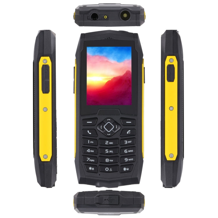 Rugtel R1D Rugged Phone, IP68 Waterproof Dustproof Shockproof, 2.4 inch, MTK6261D, 2000mAh Battery, Loud Box Speaker, FM, Network: 2G, Dual SIM(Yellow) - Others by Rugtel | Online Shopping UK | buy2fix