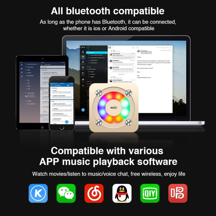 A9 Portable Bluetooth Stereo Speaker with Built-in MIC & Light, Support Hands-free Calls & TF Card & AUX IN, Bluetooth Distance: 10m(Black) - Desktop Speaker by buy2fix | Online Shopping UK | buy2fix