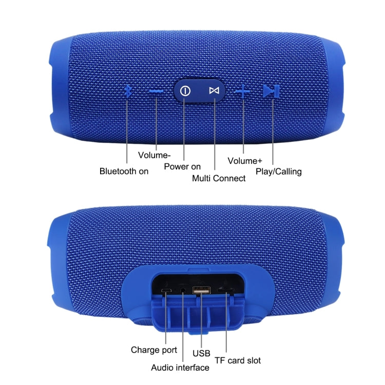 Charge3 Life Waterproof Bluetooth Stereo Speaker, Built-in MIC, Support Hands-free Calls & TF Card & AUX IN & Power Bank(Blue) - Waterproof Speaker by buy2fix | Online Shopping UK | buy2fix