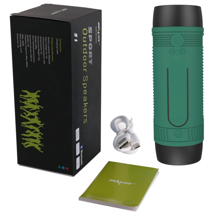 Zealot S1 Multifunctional Outdoor Waterproof Bluetooth Speaker, 4000mAh Battery, For iPhone, Galaxy, Sony, Lenovo, HTC, Huawei, Google, LG, Xiaomi, other Smartphones(Green) - Waterproof Speaker by ZEALOT | Online Shopping UK | buy2fix